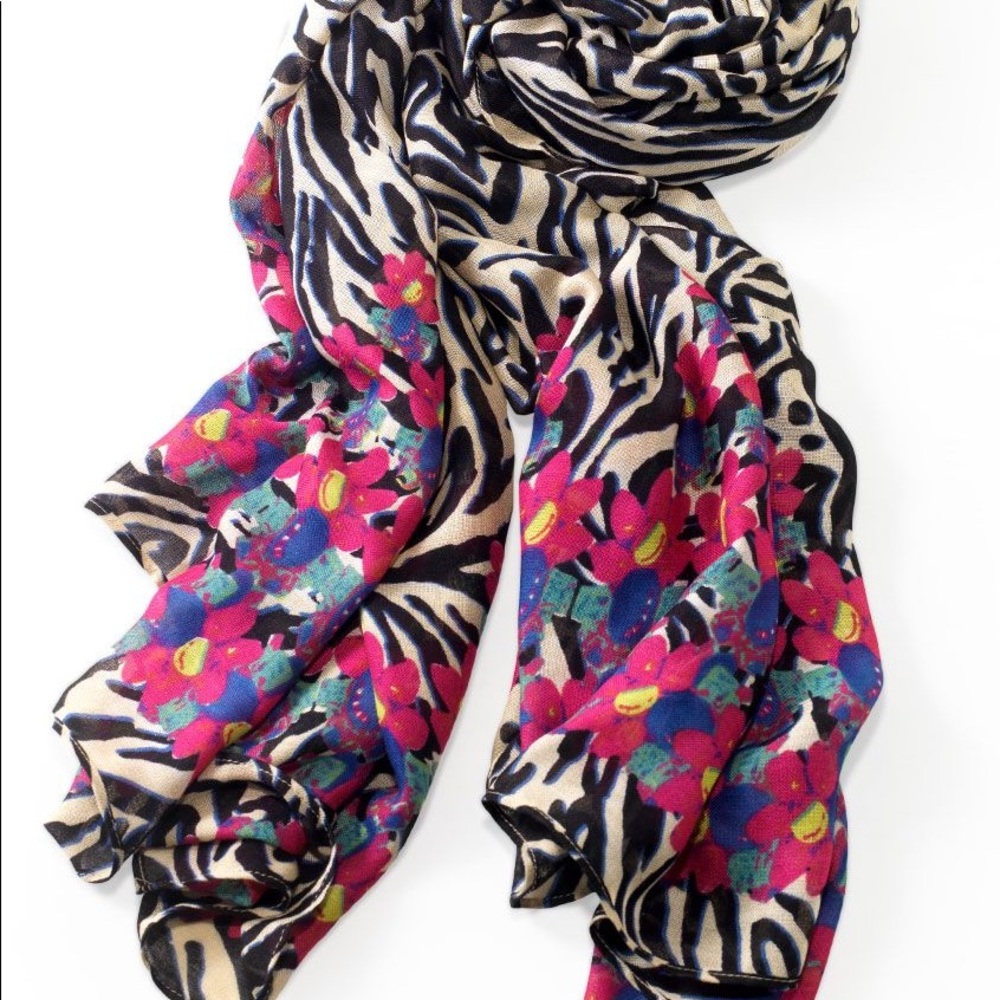 Stella & Dot Zebra Floral Scarf 🦓 🌺